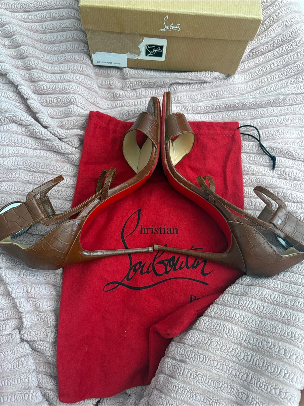 Christian Louboutin CHOCA 100 CALF NIL croc-embossed Heels 39 1/2 heels 4β. - Picture 9 of 11